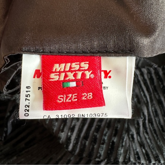NWOT VTG Miss Sixty Pants 28 Black Burnout Velvet Stripe Flare Leg Low Rise Y2K - Picture 10 of 16